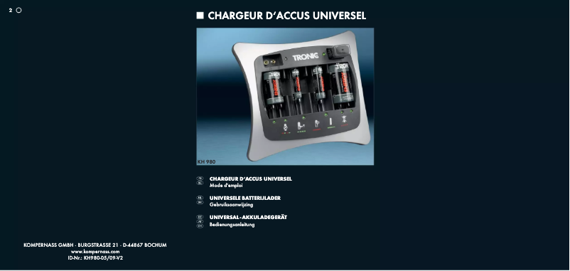 Page 1 de la notice Manuel utilisateur Tronic KH 980