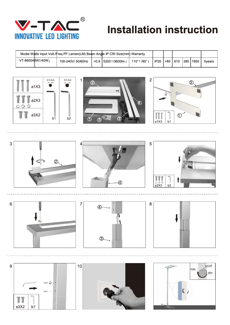 Image de la première page du manuel de l'appareil VT-8600