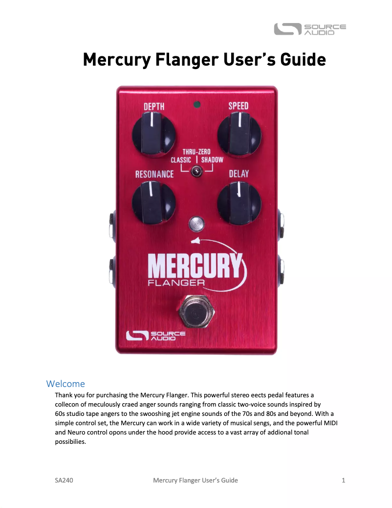Image de la première page du manuel de l'appareil Mercury Flanger