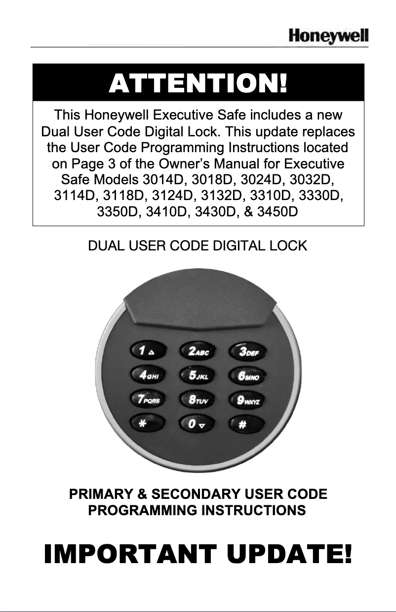 Page n°1 - Manuel utilisateur Honeywell 3330D