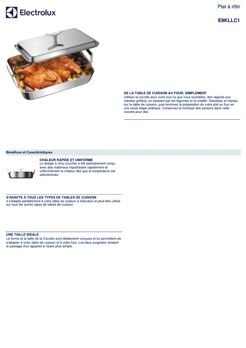 Page 1 de la notice Manuel utilisateur Electrolux E9KLLC1