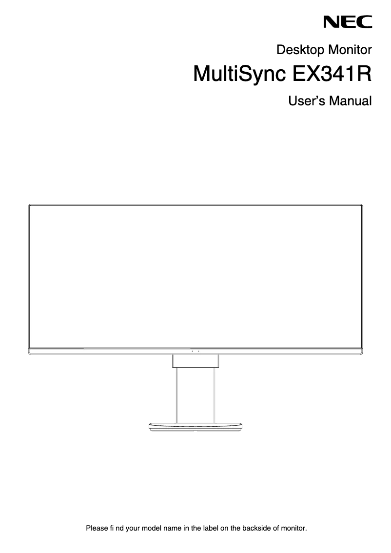 Page 1 de la notice Manuel utilisateur NEC Ultrawide EX341R-BK-SV