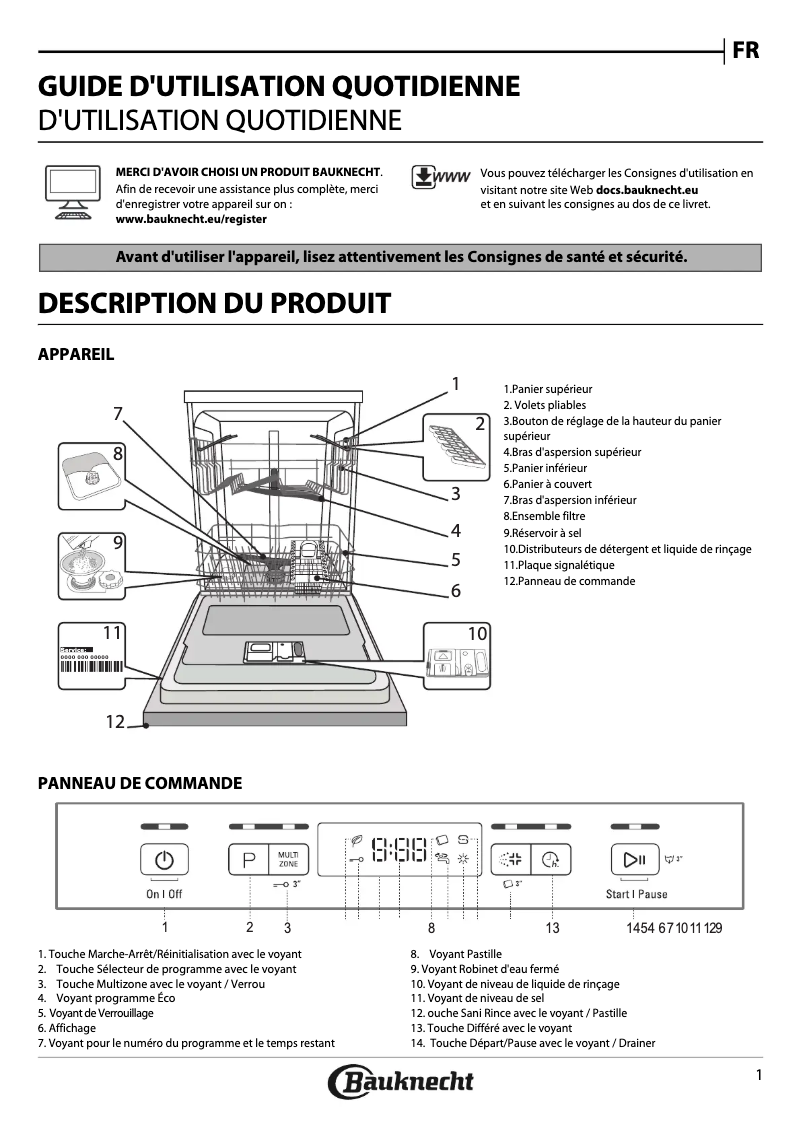 Page 1 de la notice Mode d'emploi Bauknecht BKFC 3C26