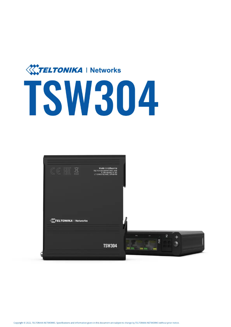 Page 1 de la notice Fiche technique Teltonika TSW304