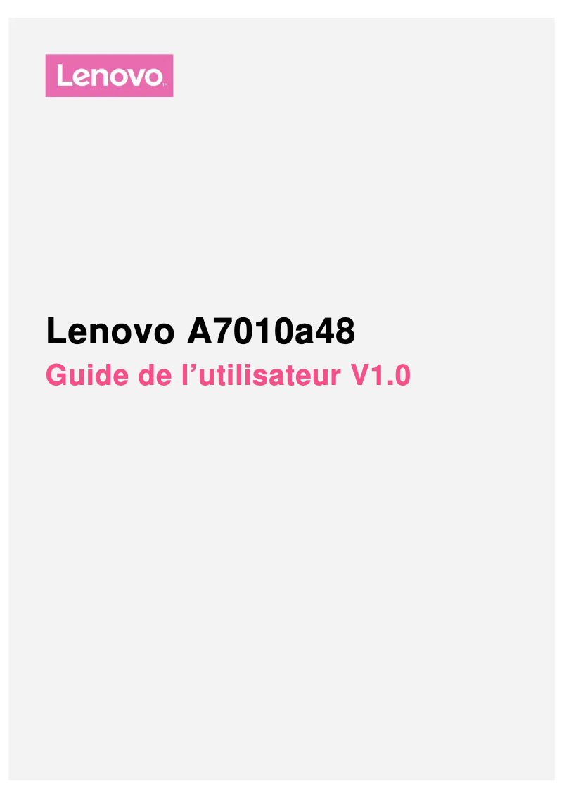 Page 1 de la notice Manuel utilisateur Lenovo A7010