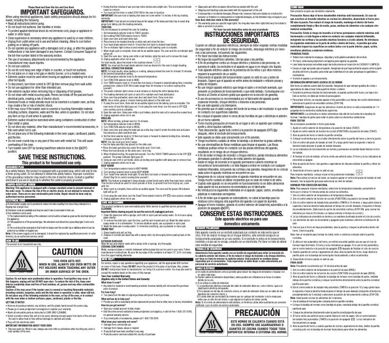 Page n°1 - Manuel utilisateur Black & Decker TO1755SWG