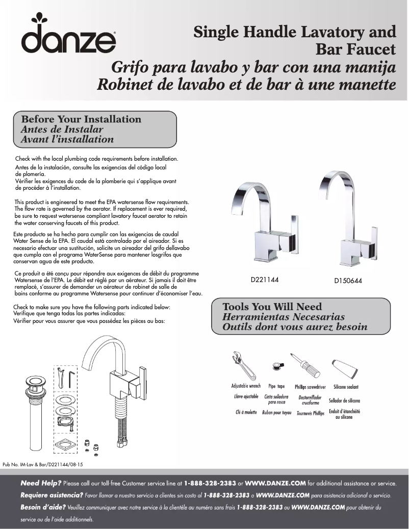 Page 1 de la notice Manuel utilisateur Danze D221144