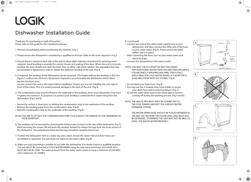 Imagen de la primera página del manual del dispositivo LDW45S10