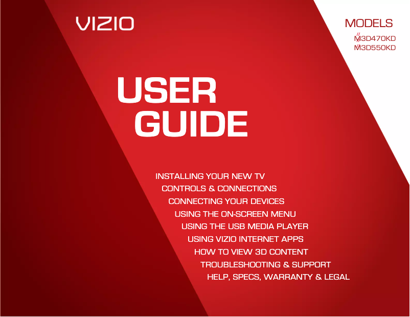 Page n°1 - Manuel utilisateur VIZIO M3D550KD