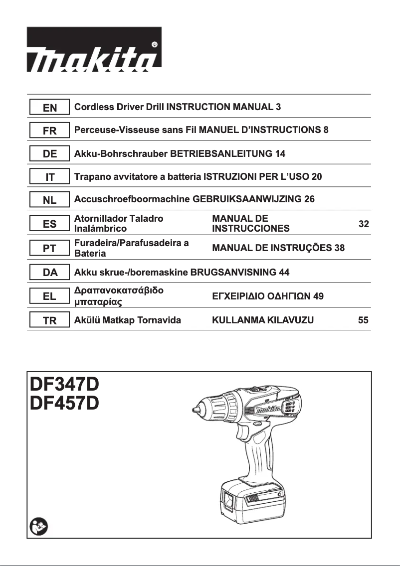 Page 1 de la notice Manuel utilisateur Makita DF457DWE