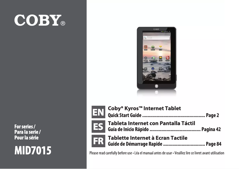 Page n°1 - Manuel utilisateur Coby Kyros MID7015B