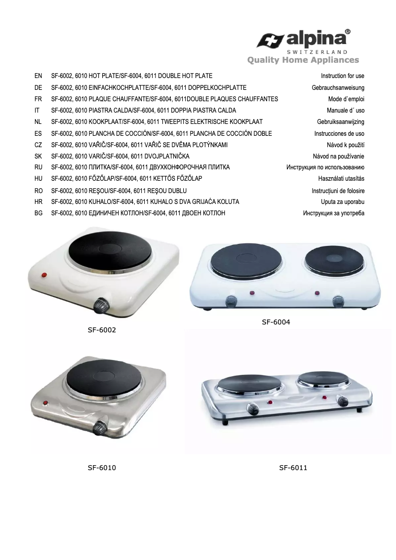 Image de la première page du manuel de l'appareil SF-6011