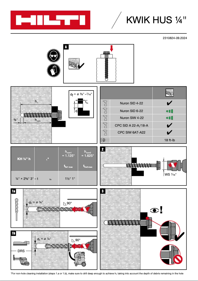 Página 1 del manual Manual de usuario Hilti KWIK HUS