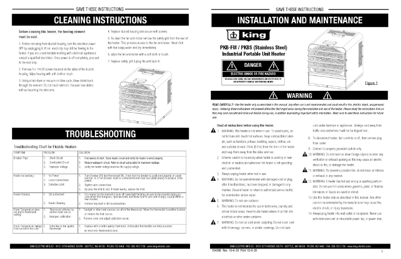 Page n°1 - Manuel utilisateur King PKB2405-3-T-FM