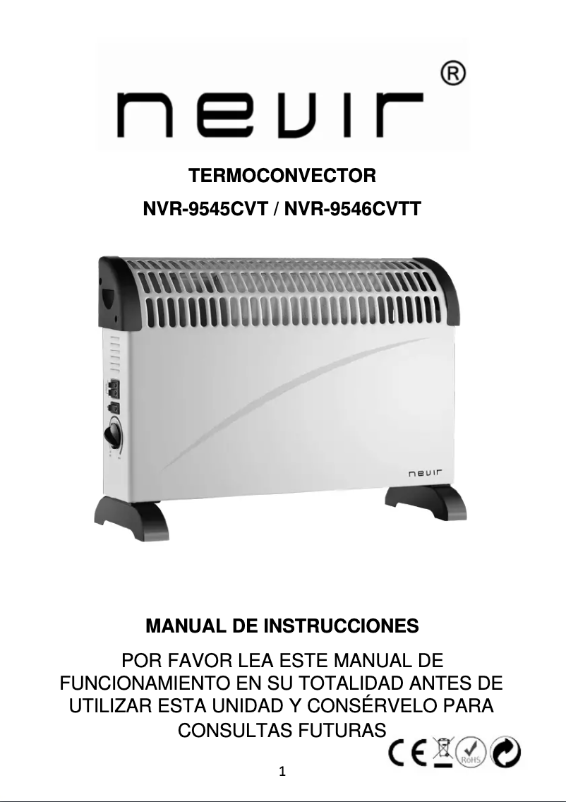 Page n°1 - Manuel utilisateur Nevir NVR-9546CVTT