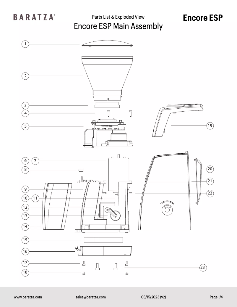 Page n°1 - Fiche technique Baratza Encore ESP