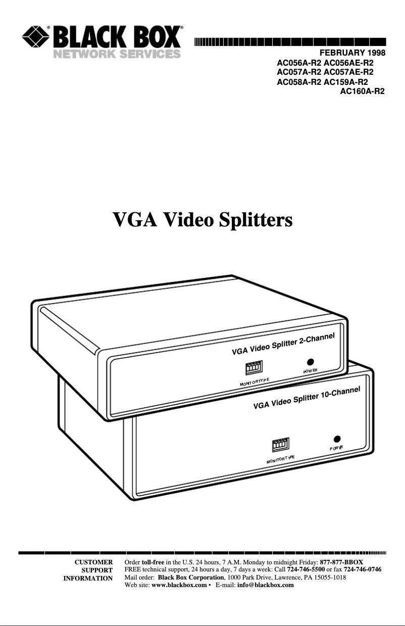 Page 1 of the manual User Manual Black Box AC057AE-R2