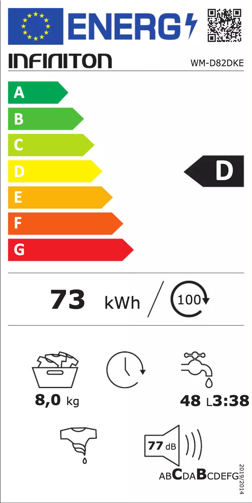 Page n°1 - Label énergétique Infiniton WM-D82DKE