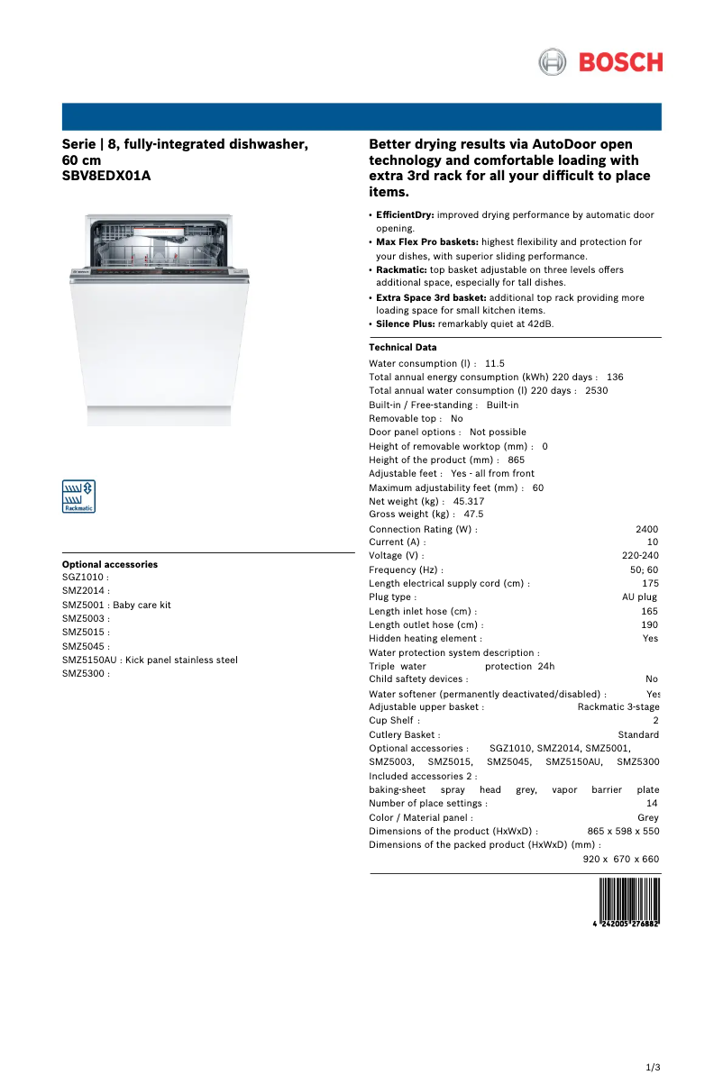 Image de la première page du manuel de l'appareil SBV8EDX01A