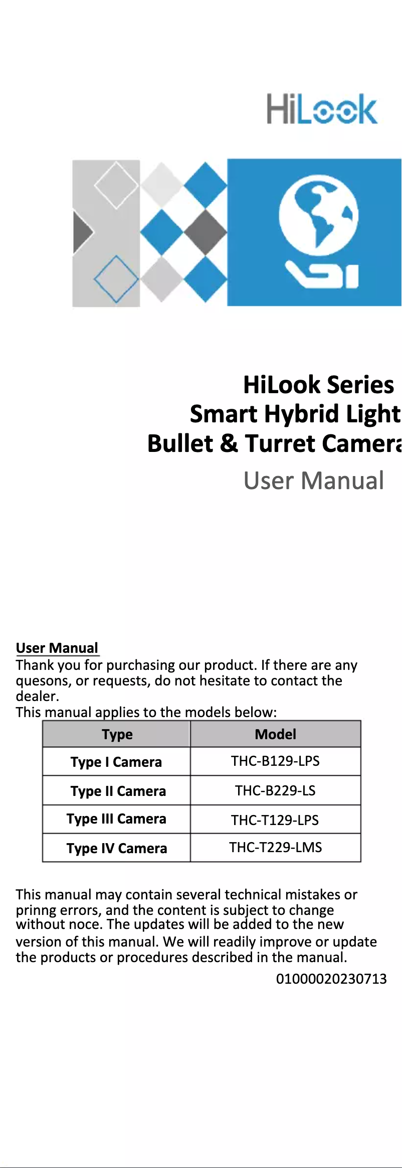 Page 1 de la notice Manuel utilisateur Hikvision THC-T129-LPS