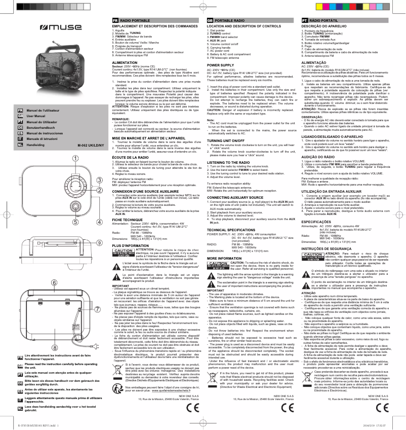 Page n°1 - Manuel utilisateur Muse M-062 NY