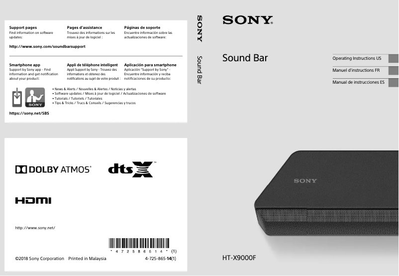 Image de la première page du manuel de l'appareil HT-X9000F