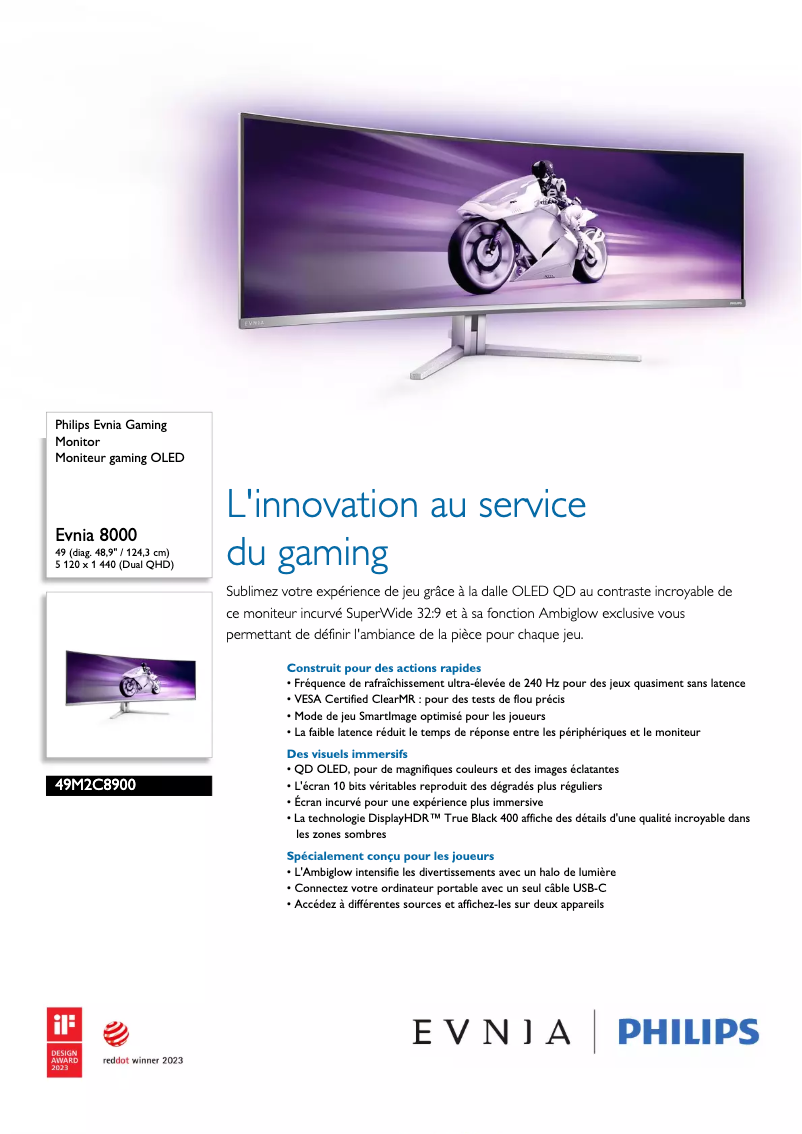 Page n°1 - Fiche technique Philips Evnia 49M2C8900