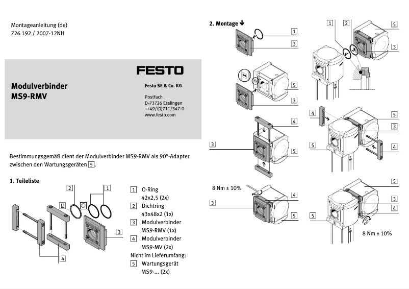 Page 1 de la notice Manuel utilisateur Festo MS9-RMV