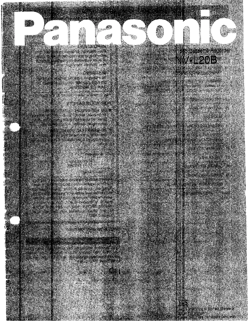 Page n°1 - Manuel utilisateur Panasonic NV-L20B