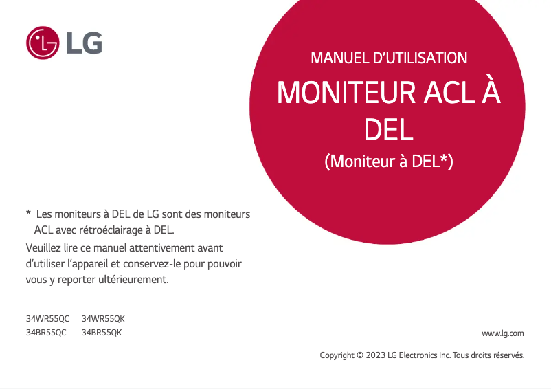 Image de la première page du manuel de l'appareil 34WR55QC