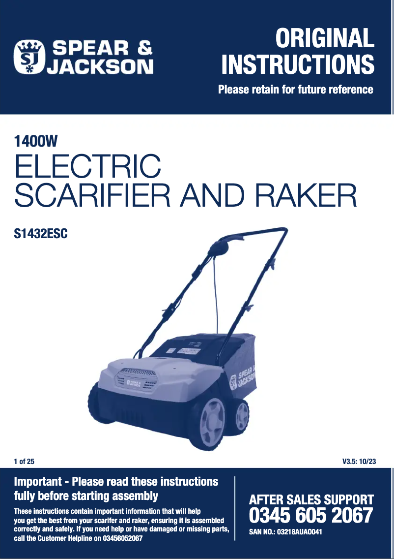 Page 1 de la notice Manuel utilisateur Spear & Jackson S1432ESC