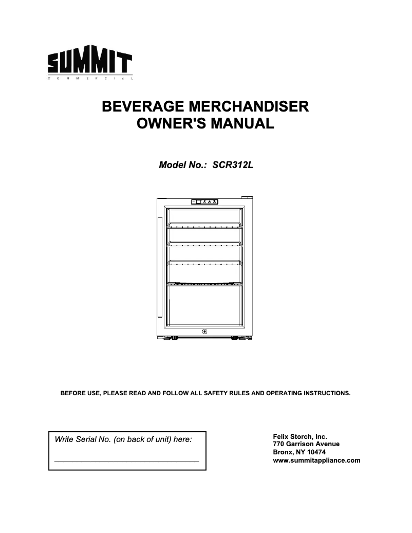 Page 1 de la notice Manuel utilisateur Summit SCR312L