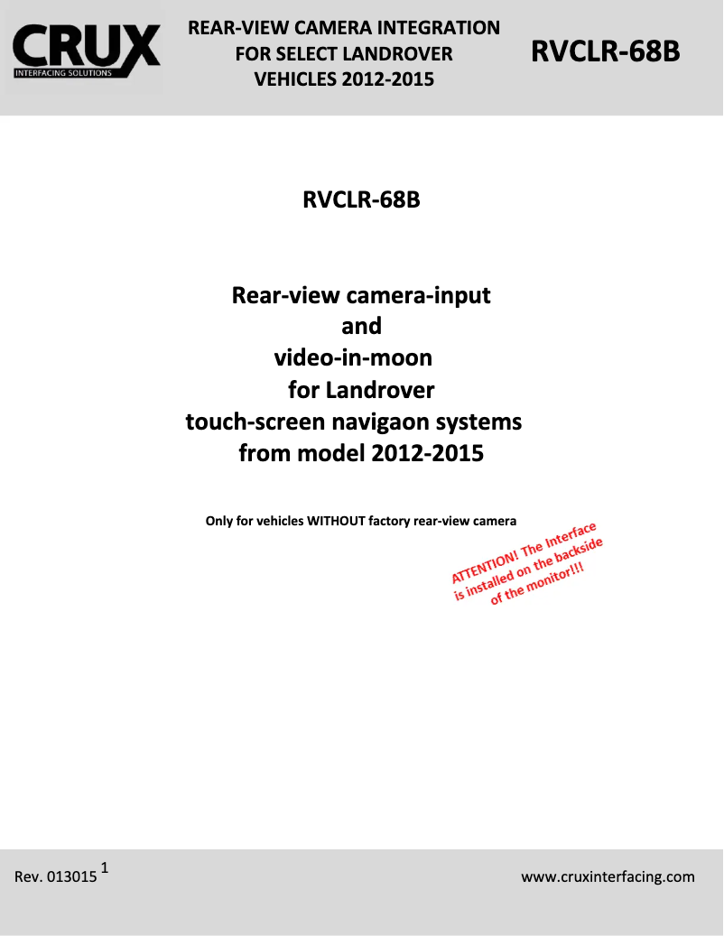 Imagen de la primera página del manual del dispositivo RVCLR-68B