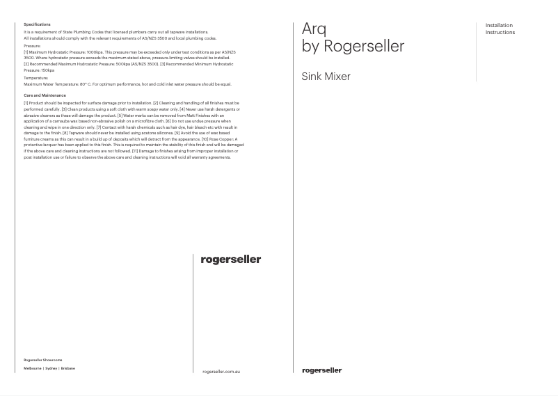 Image de la première page du manuel de l'appareil Arq