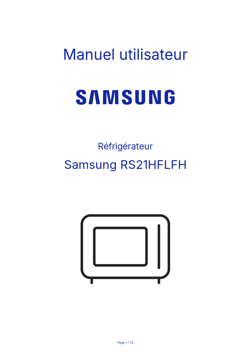Image de la première page du manuel de l'appareil RS21HFLFH