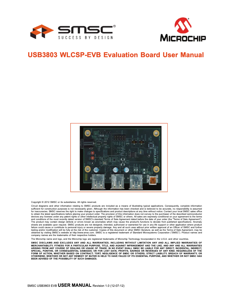 Page 1 de la notice Manuel utilisateur Microchip EVB-USB3803