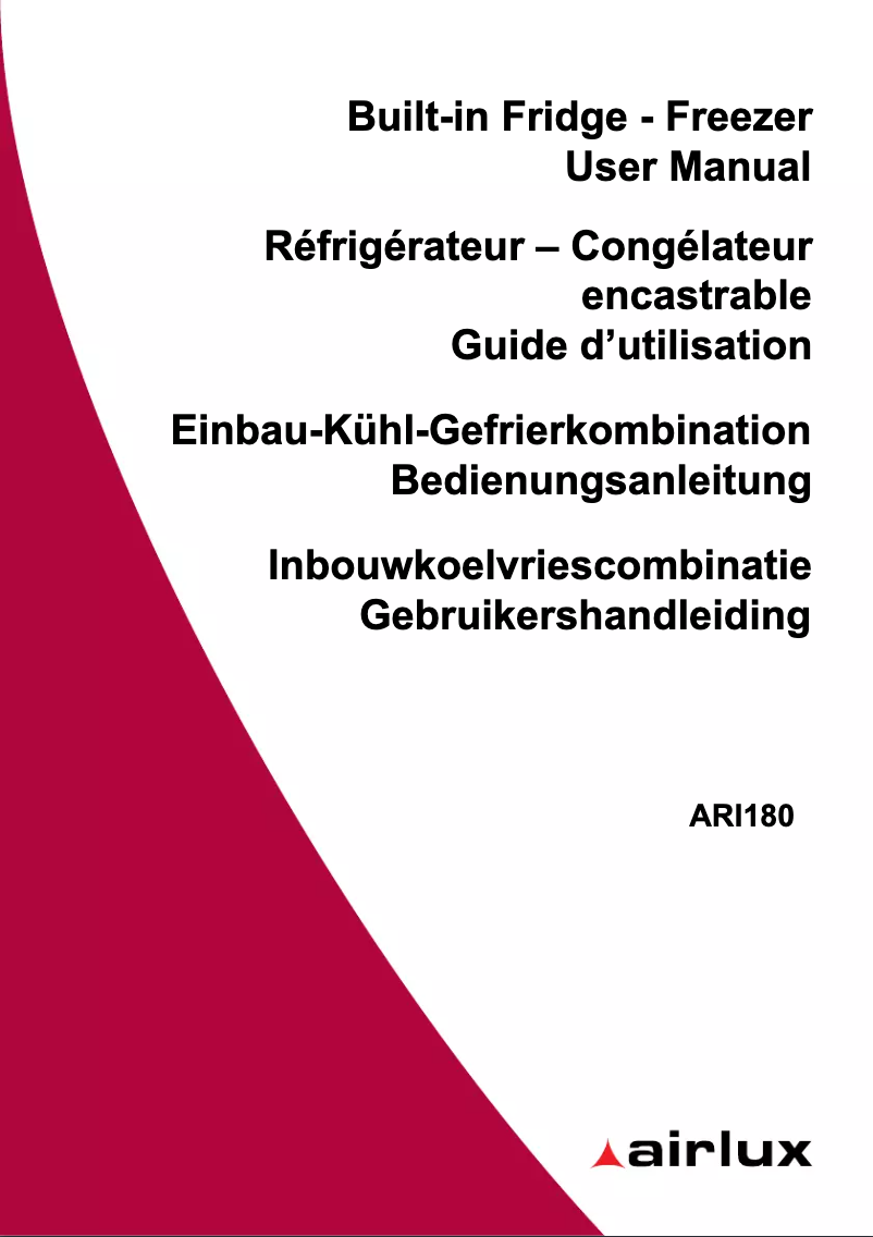 Page 1 de la notice Manuel utilisateur Airlux ARI180