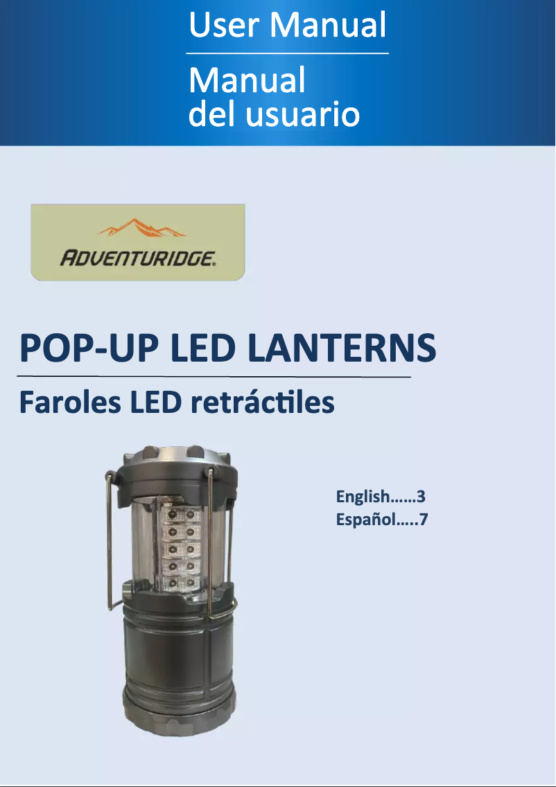 Page 1 de la notice Manuel utilisateur Adventuridge Pop Up LED Lantern Set 55787
