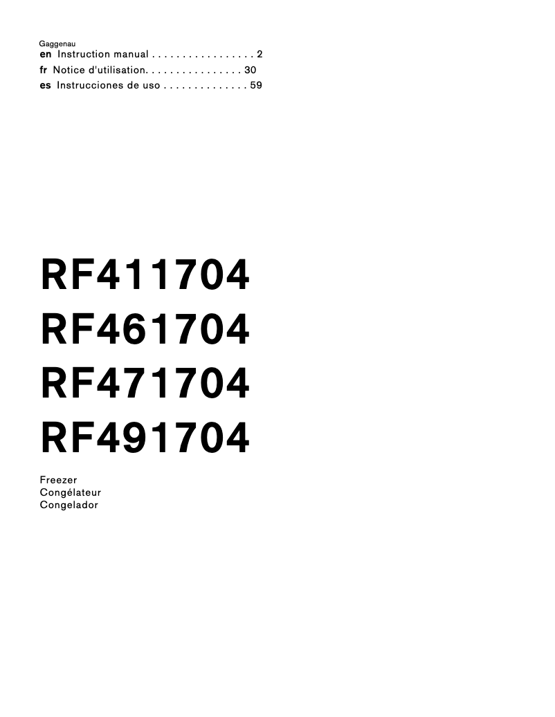 Page n°1 - Manuel utilisateur Gaggenau RF491704