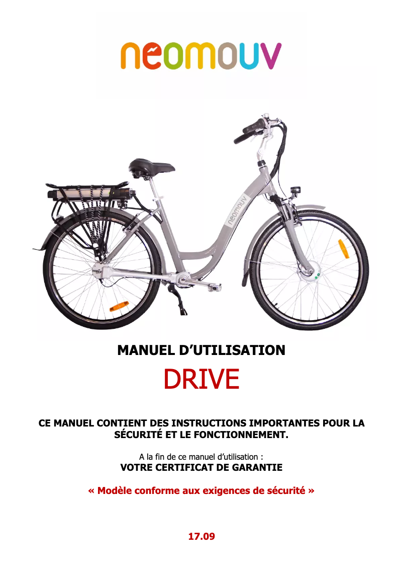 Page 1 de la notice Manuel utilisateur Neomouv Drive