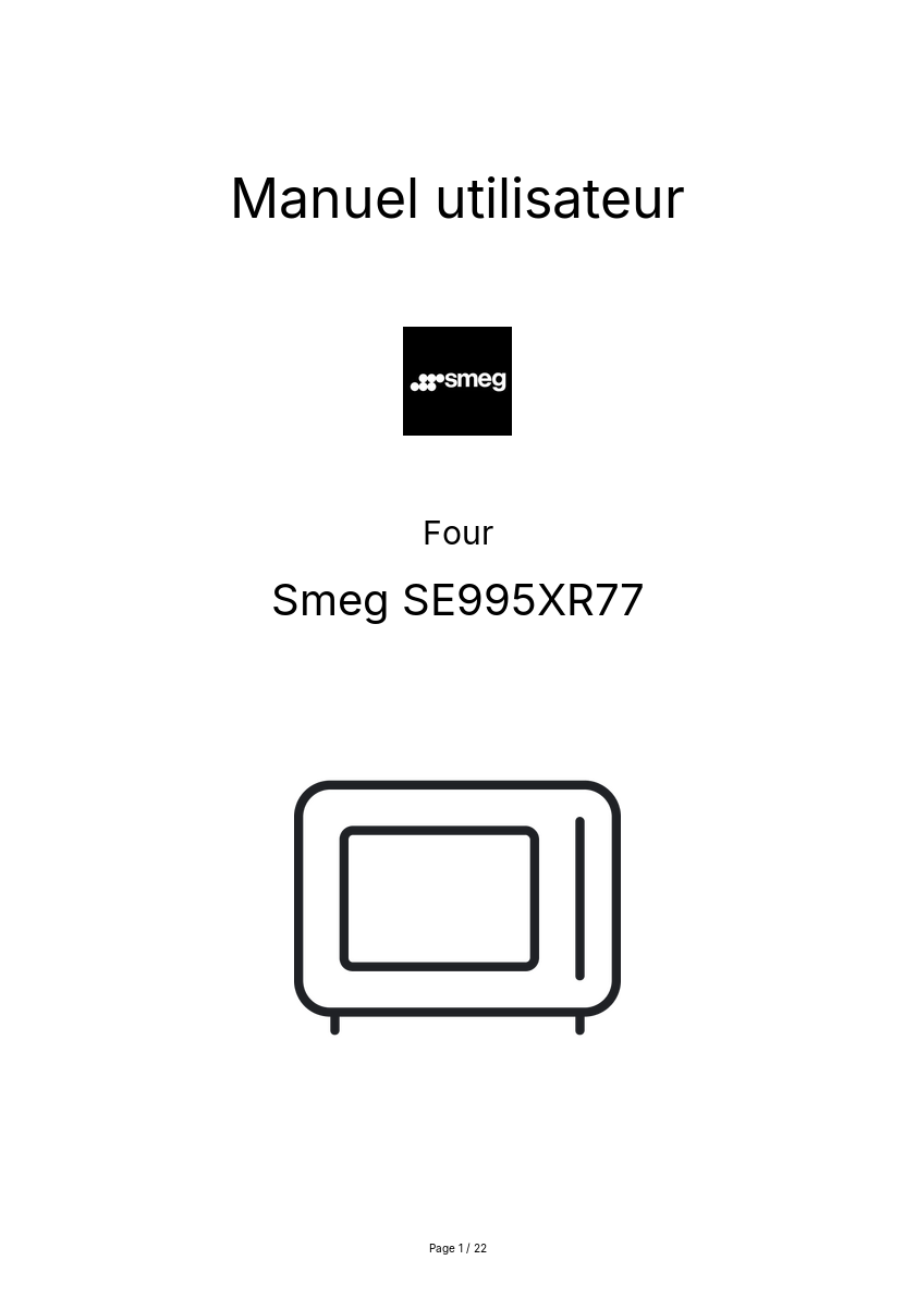 Page n°1 - Manuel utilisateur Smeg SE995XR77