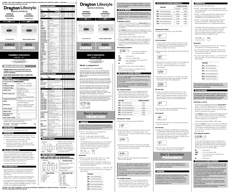 Page 1 de la notice Manuel utilisateur Drayton Lifestyle LP111Si