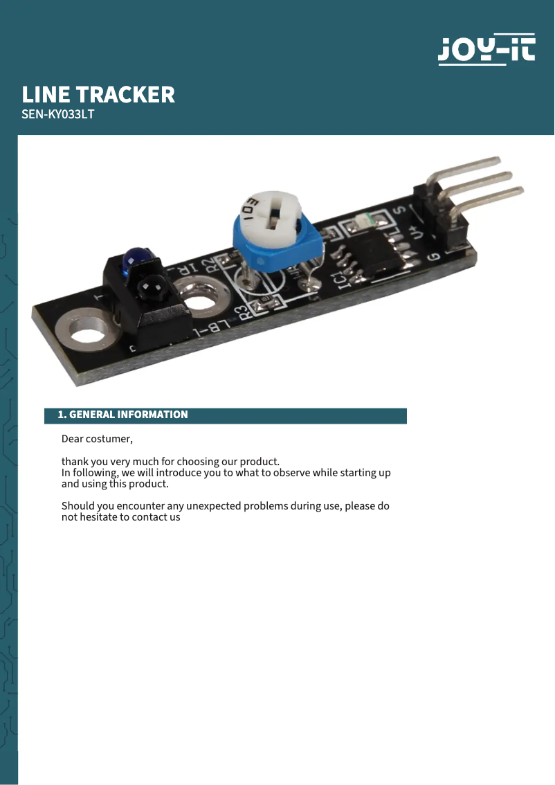Page n°1 - Manuel utilisateur Joy-It SEN-KY033LT
