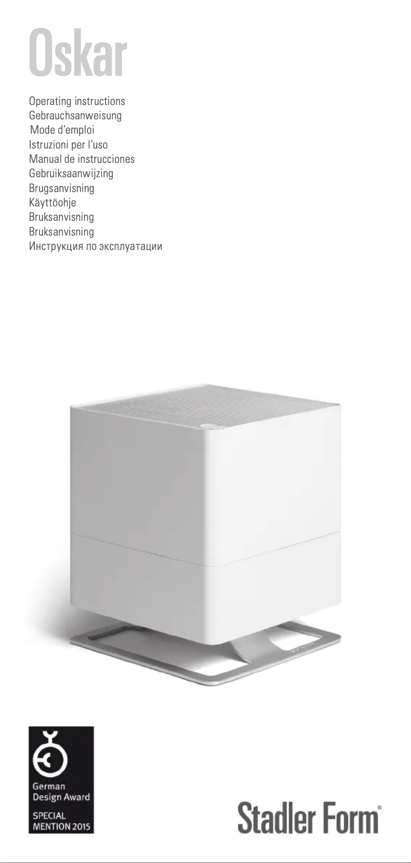 Page 1 de la notice Manuel utilisateur Stadler Form Oskar