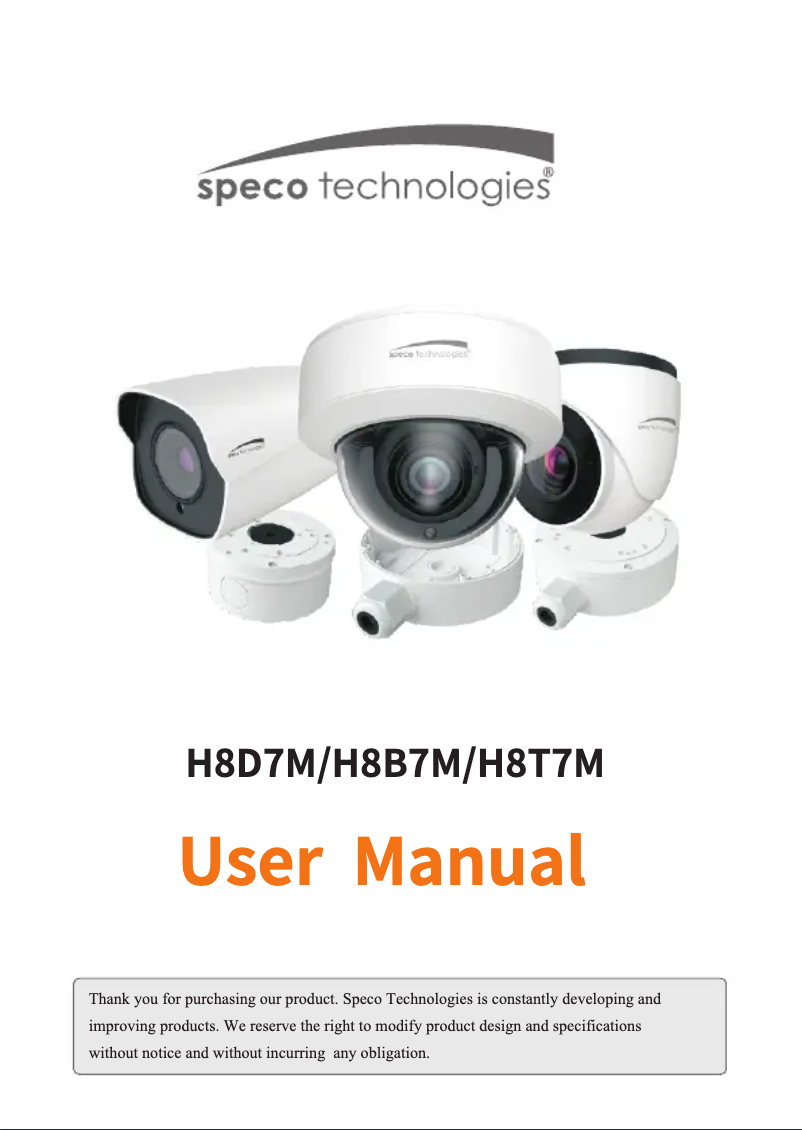 Page 1 de la notice Manuel utilisateur Speco Technologies H8T7M