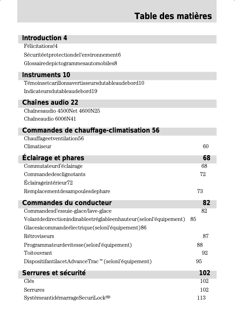 Page n°1 - Manuel utilisateur Ford Focus (2002)