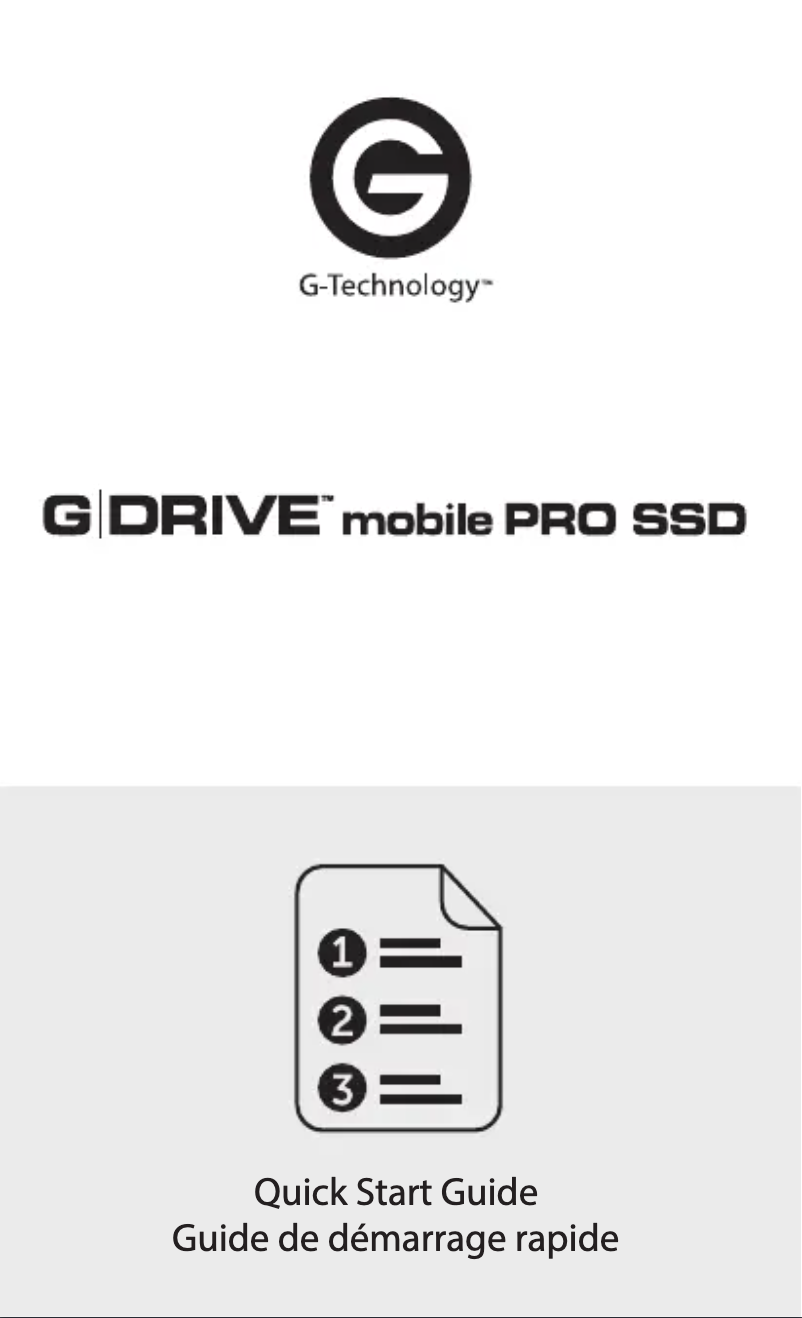 Image de la première page du manuel de l'appareil G-Drive Mobile Pro SSD