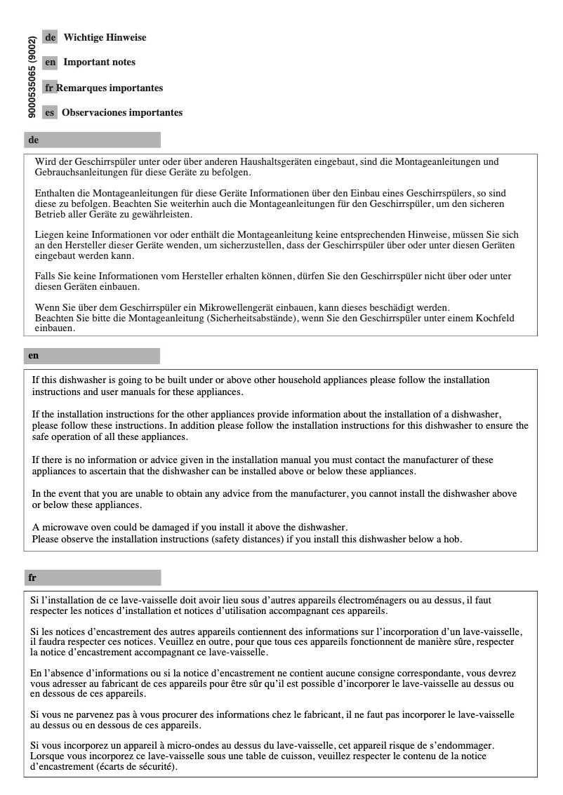 Page 1 de la notice Guide d'installation Bosch SKE53M05AU