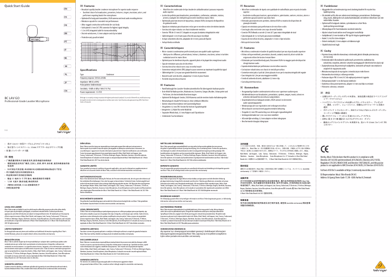 Imagen de la primera página del manual del dispositivo BC LAV GO