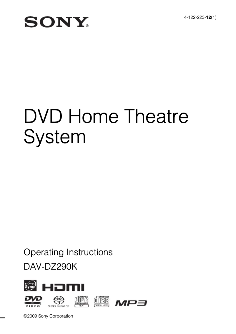 Página 1 del manual Manual de usuario Sony DAV-DZ290